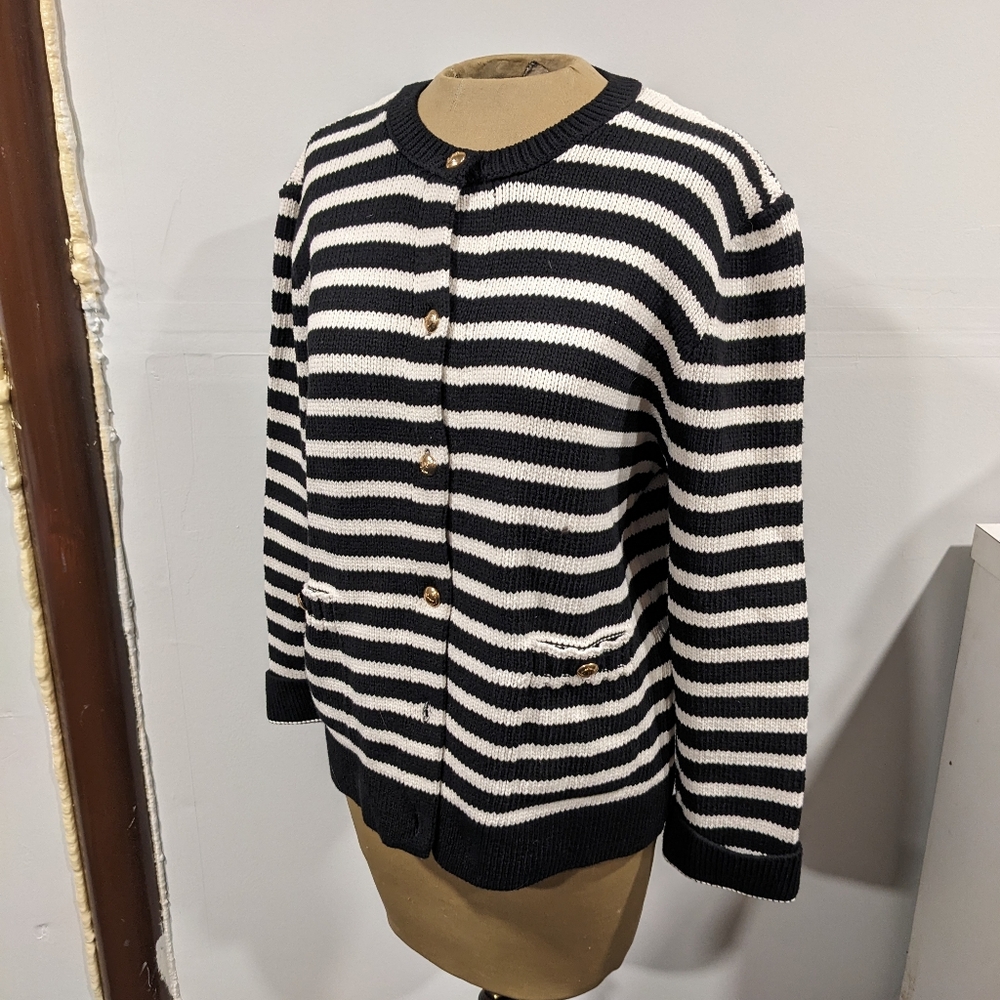 Zara Striped Cardigan with Nautical Buttons